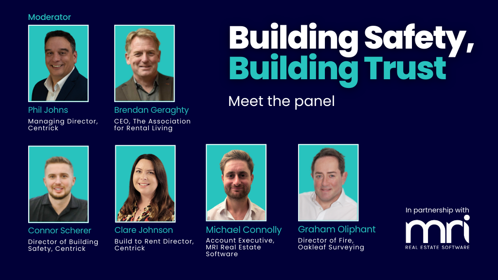 meet the panel - phil johns, moderator, clare johnson, connor scherer, from Centrick. Michael Connolly, MRI. Graham Oliphant, Oakleaf Surveying.